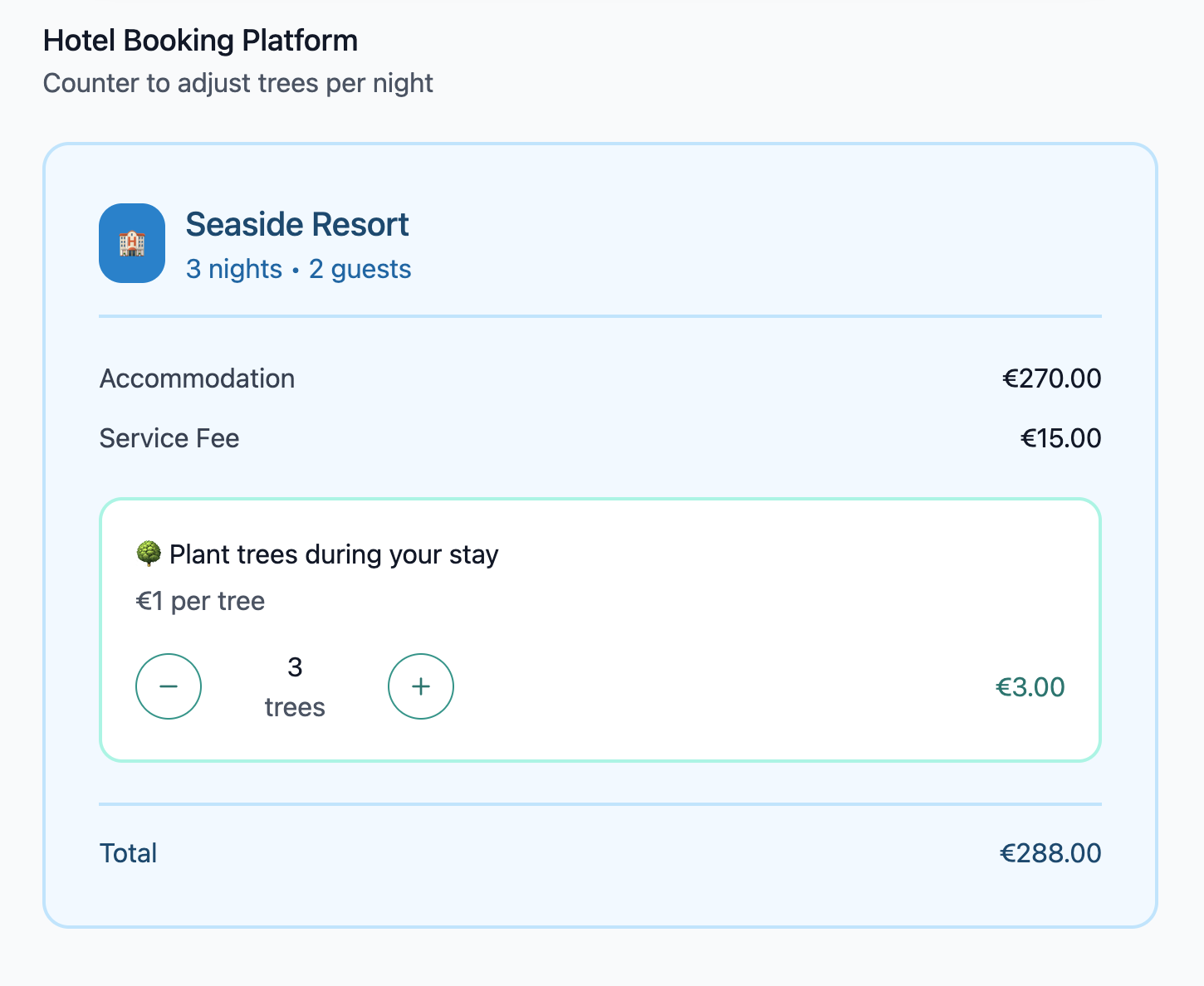 Hotel booking with sustainability option