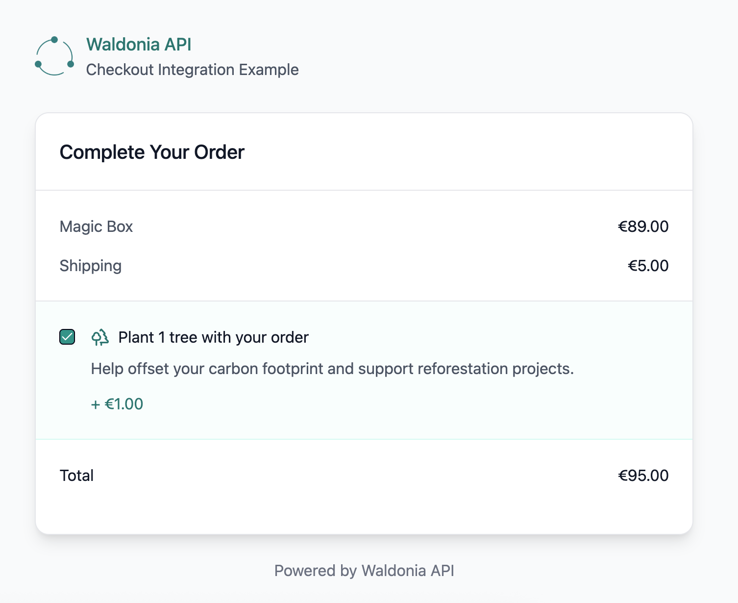 E-commerce checkout with tree planting option